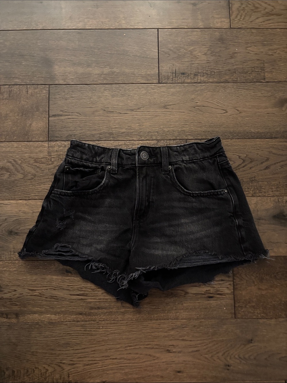 Garage Black Distressed Denim Jean Shorts